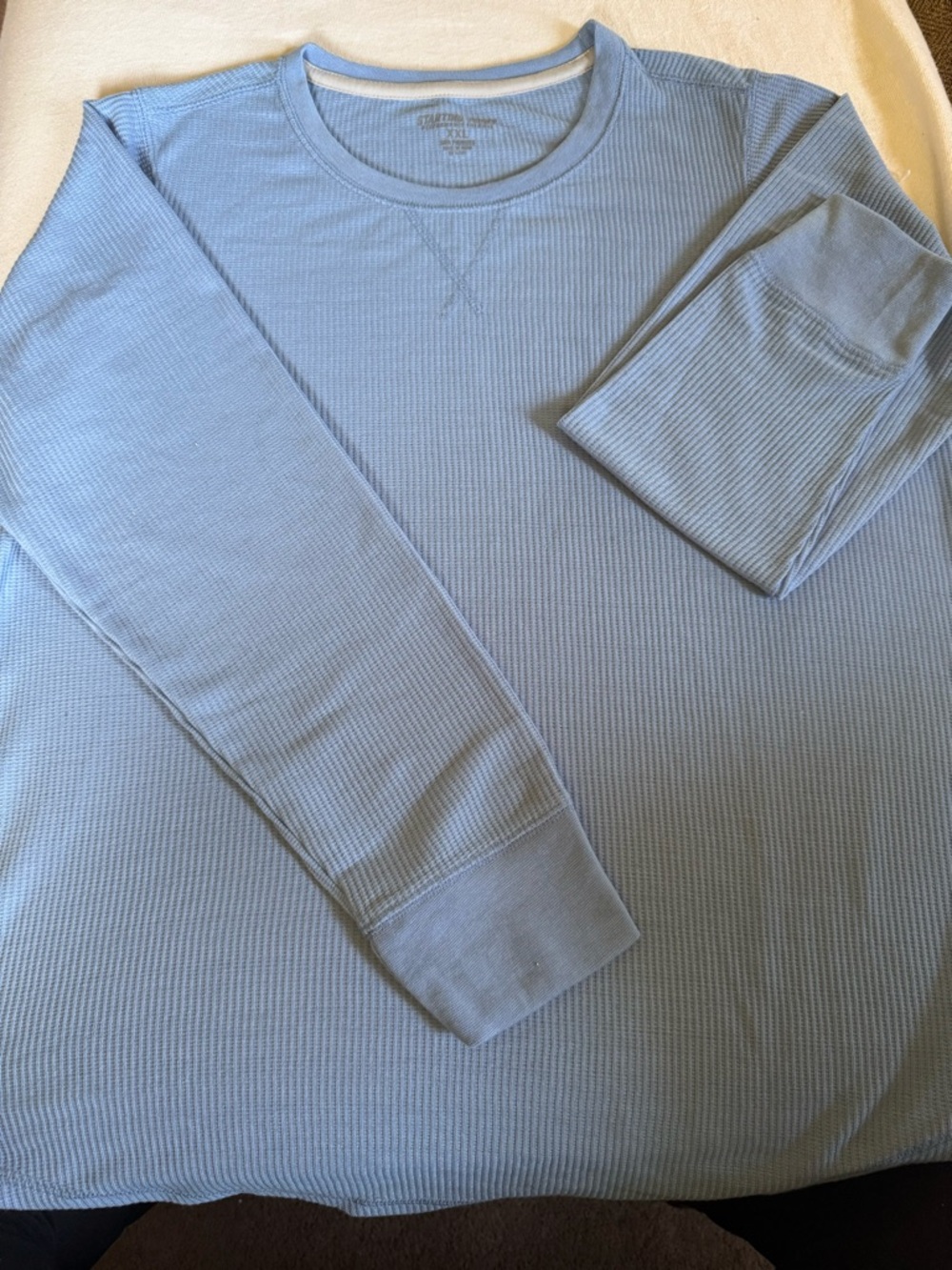 Starting Point Light Blue Waffle Knit Long Sleeve Top Size XXL